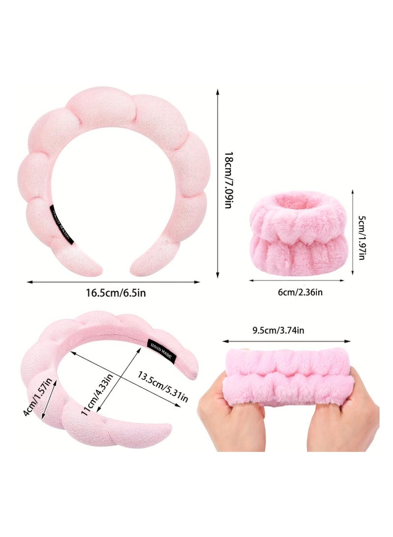 Goolsky Spa Makeup Headband for Washing Face, Sponge Skincare Face Wash headbands for Women Girls - Bubble Soft Terry Towel Cloth Hair Band for Skincare Makeup, Puffy Non Slip Thick Headwear - Image 3