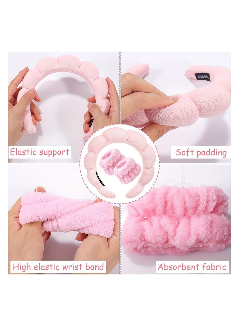 Goolsky Spa Makeup Headband for Washing Face, Sponge Skincare Face Wash headbands for Women Girls - Bubble Soft Terry Towel Cloth Hair Band for Skincare Makeup, Puffy Non Slip Thick Headwear - Image 4