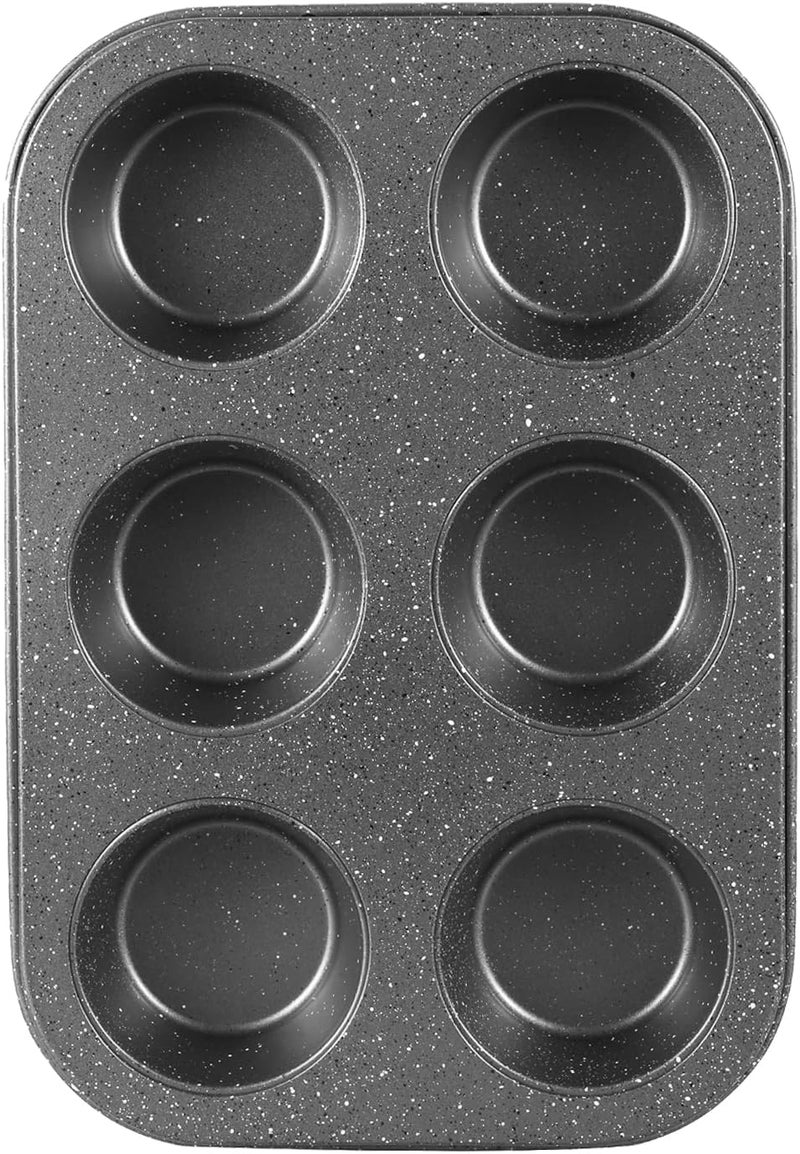 Walooza Muffin Cupcake Pan, Muffin Tins Nonstick 6, Muffin Top Cookie Cheese Cake Pan for Baking, Toast Oven Baking Supplies Small Cake Pans Muffin Cups Non Stick - Image 1