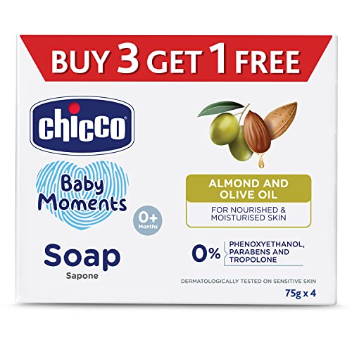 Chicco Baby Moments Soap 75g Buy 3 Get 1 Free For Nourished & Moisturised Skin With Natural Care of Almond & Olive Oil - Image 1