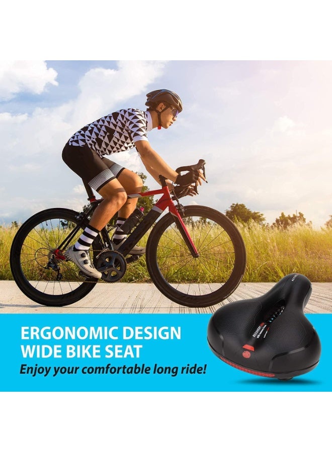 Soofam Bike Seat - Comfortable Wide Bicycle Saddle Memory Foam, Bike Saddle with Dual Shock Absorbing Rubber Balls, Bicycle Seat Fit for Indoor or Outdoor Bikes with Reflective Strip - Image 5