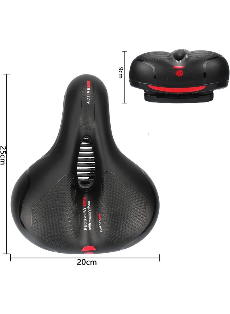 Soofam Bike Seat - Comfortable Wide Bicycle Saddle Memory Foam, Bike Saddle with Dual Shock Absorbing Rubber Balls, Bicycle Seat Fit for Indoor or Outdoor Bikes with Reflective Strip - Image 3