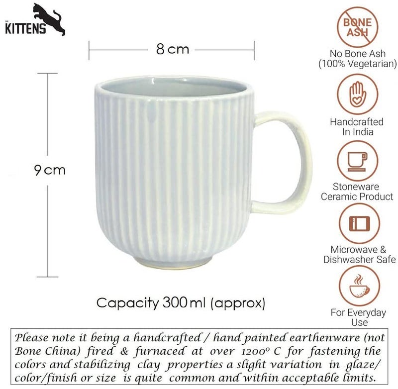 Kittens KITTENS Line Pattern Large Coffee Mug, Pastel Grey, 300 ml, Set of 1 - Image 2