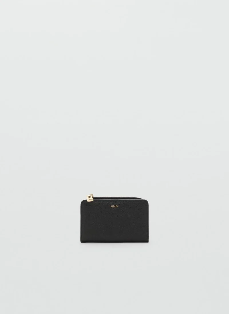 MANGO Safiano-effect wallet with flap