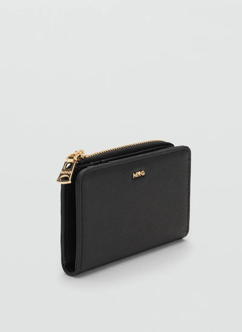 MANGO Safiano-effect wallet with flap