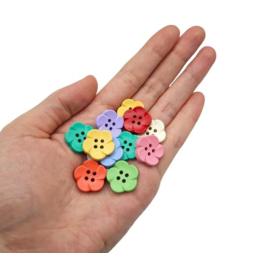CANDEOLA 50-Pcs 11/16" Flower Resin Buttons | Bulk Assorted Colorful Flower Buttons for Sewing Crafts Shirts Clothes Decorations (17mm, 10 Colors, 5 Pcs/Color) - Image 4