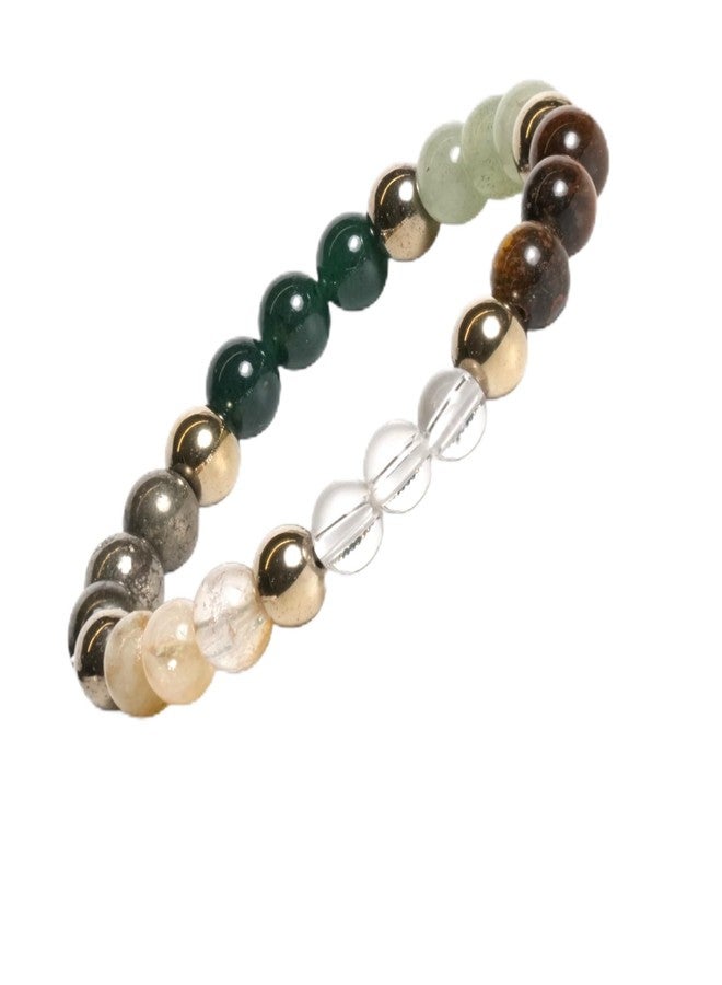 Japam Dhanlabh Band with Pyrite, Tiger Eye, Citrine, Aventurine, Sphatik & Jade Beads | Money Magnet Bracelet for Men & Women | Certificate of Authenticity - Image 1