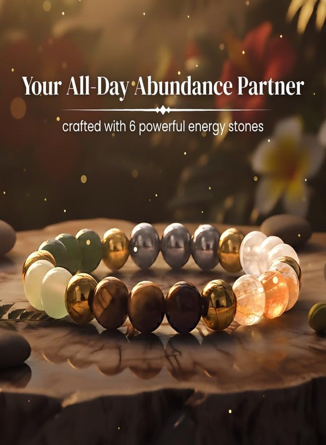 Japam Dhanlabh Band with Pyrite, Tiger Eye, Citrine, Aventurine, Sphatik & Jade Beads | Money Magnet Bracelet for Men & Women | Certificate of Authenticity - Image 2