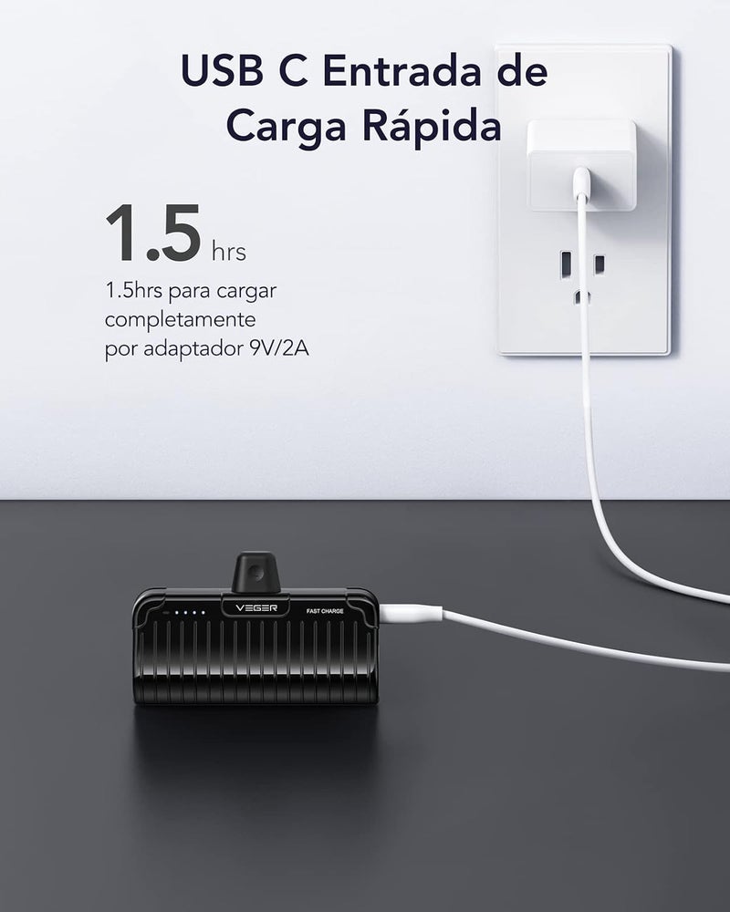 VEGER Mini Portable Charger 5000mAh for iPhone, Ultra-Compact 20W PD Fast Charging Power Bank, Small Slim Battery Pack Backup Charger Compatible with iPhone 14/14 Pro Max/13/13 Pro/12/XR/8/7/6 - Image 4