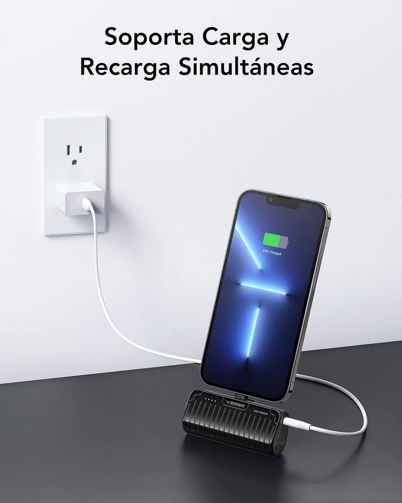 VEGER Mini Portable Charger 5000mAh for iPhone, Ultra-Compact 20W PD Fast Charging Power Bank, Small Slim Battery Pack Backup Charger Compatible with iPhone 14/14 Pro Max/13/13 Pro/12/XR/8/7/6 - Image 3
