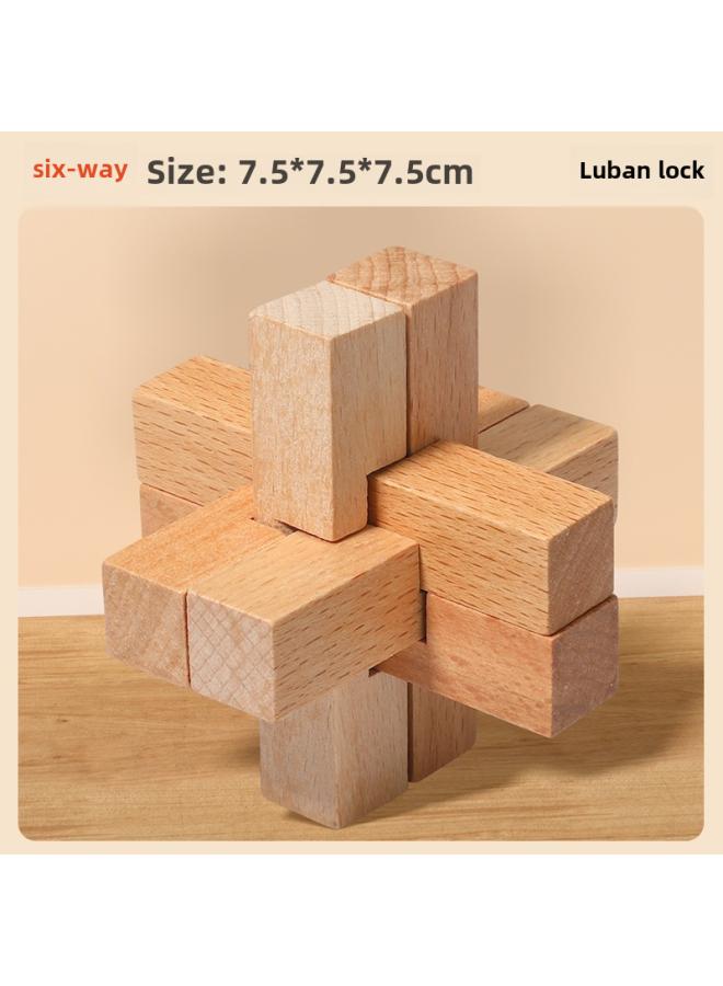 Kong Ming Lock Luban Lock Suit Intelligence Unlock Wooden Elementary School Students Hands-on Brain-moving Educational Toys Nine-piece Gift Box 