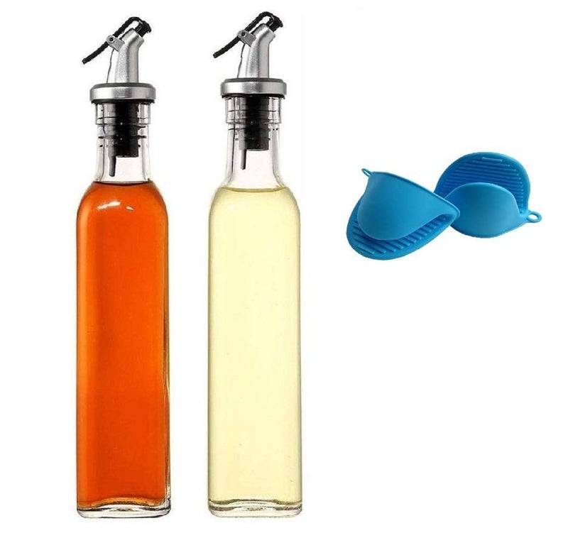 QUALIZA 2 pcs Oil Dispenser Silicone Pot hot Microwave Oven Mitts Cooking Pinch Grips Glove Hot Pot Holder 1 Pair