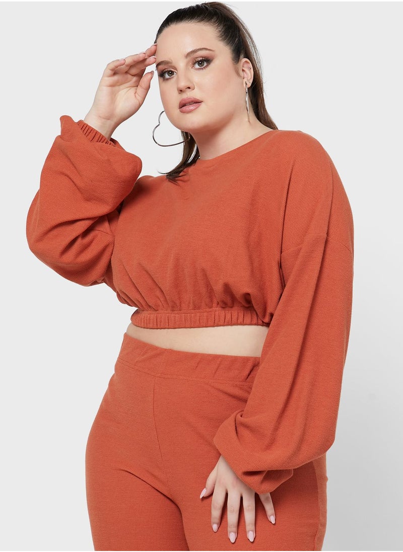 Waffle Cropped Oversized Sweatshirt - pzsku/Z1011335A4BAC51492409Z/45/_/1698964794/16e0874c-cd56-411b-8b4a-f4df3f365c67