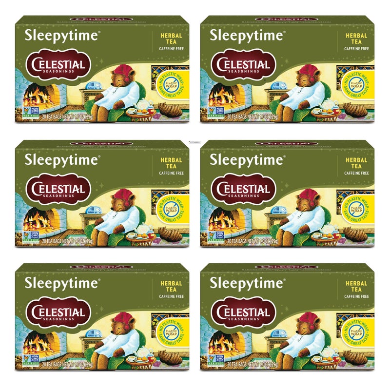 Celestial Seasonings Sleepytime Herbal Tea, Caffeine Free, 20 Tea Bags Box (Pack of 6) - Image 1