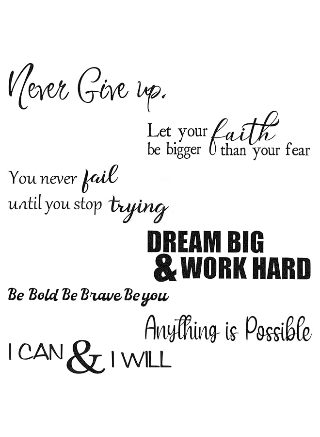 erorex 5 Sheets Vinyl Wall Quotes Stickers Inspirational Quotes Decals Peel And Stick Motivational Wall Decals Never Give Up Anything Is Possible Wall Decals For Bedroom Living Room Office Bathroom - Image 1