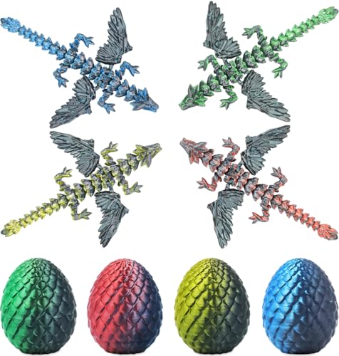 Olee Odee 4PCS Dragon Eggs with Mini Dragon Inside 3D Printed Mystery Gifts Toys Set for Kids Boys Girls Easter Christmas Birthday Graduation Back to School Stocking StufferShadow Hatchling - Image 1
