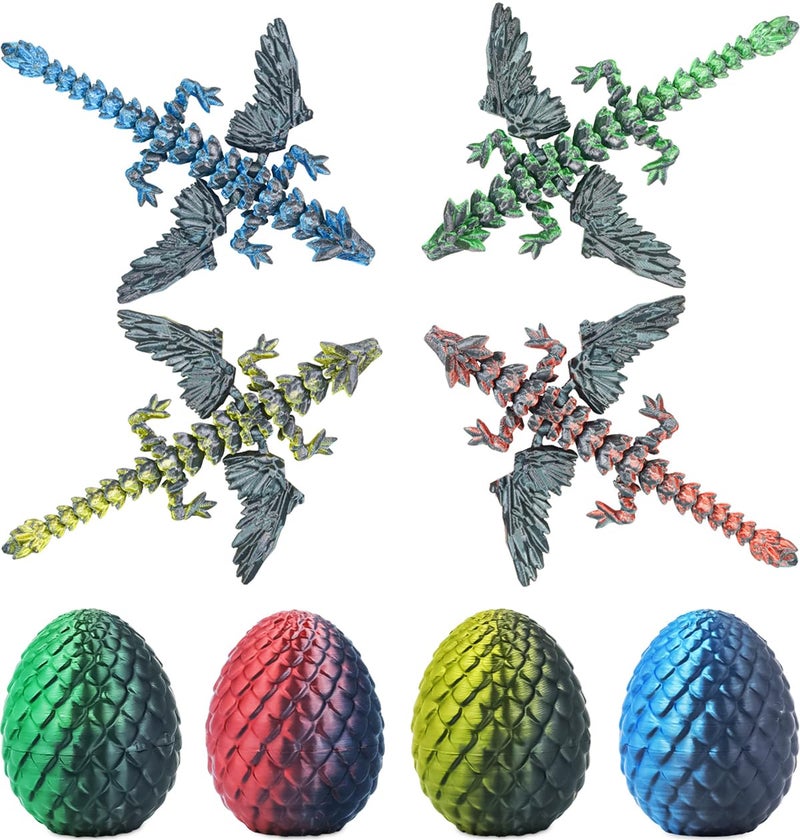 Olee Odee 4PCS Dragon Eggs with Mini Dragon Inside 3D Printed Mystery Gifts Toys Set for Kids Boys Girls Easter Christmas Birthday Graduation Back to School Stocking StufferShadow Hatchling - Image 3