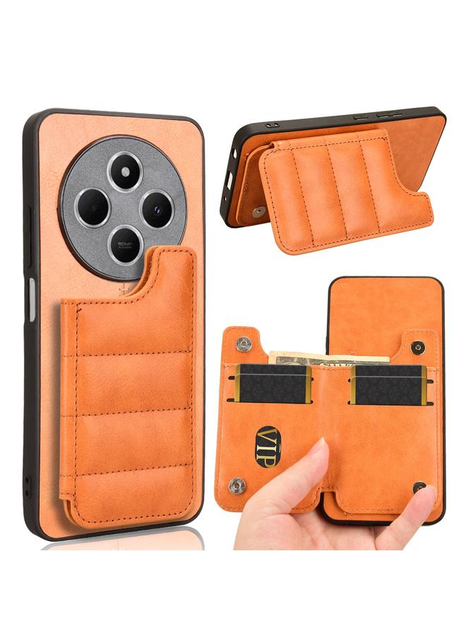 The Bros Case For Redmi 14C 4G Cow Pattern Sewing Card Bag Phone Case