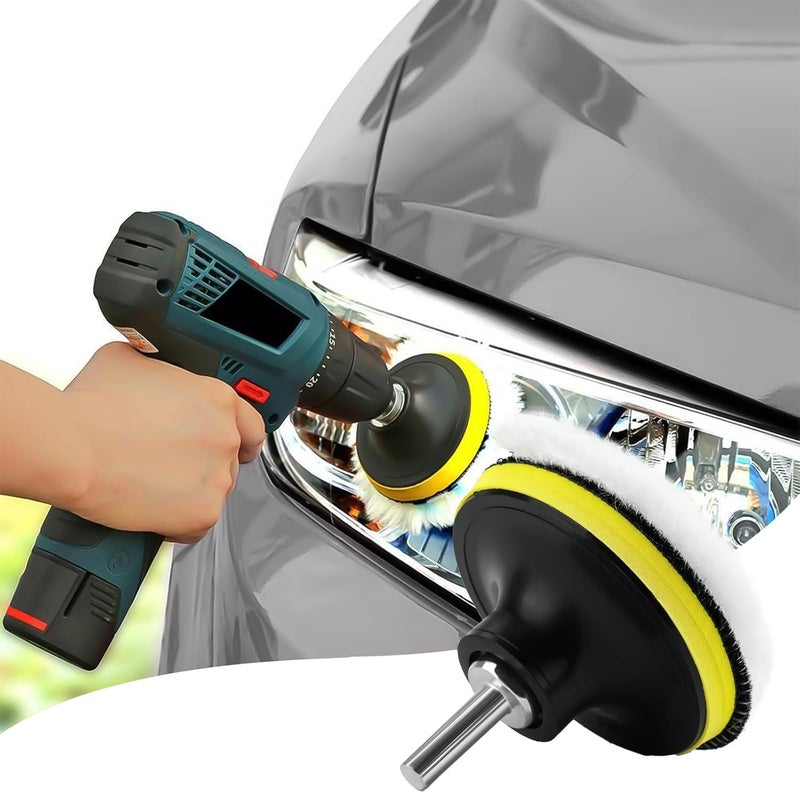 KASTWAVE 9-Piece Car Detailing Kit with 3-Inch Wool Polishing Pads and Backing Plates - Image 2