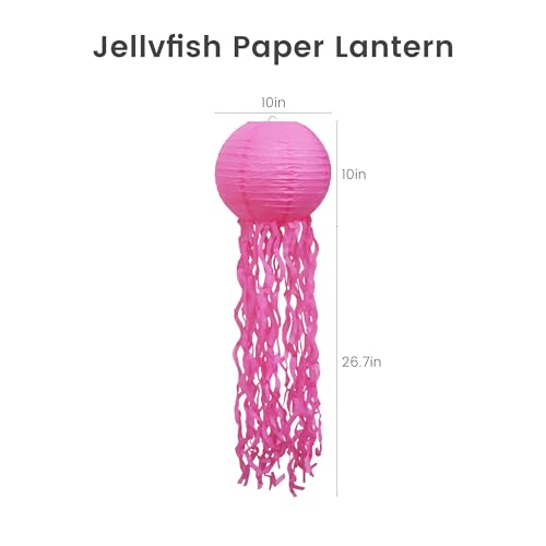 NYEONHRT 8 Pack Jellyfish Lanterns 10 Inch Pink Hanging Decorations for Under the Sea Party Mermaid Princess Baby Shower and Girls Birthday Room Decor - Image 3