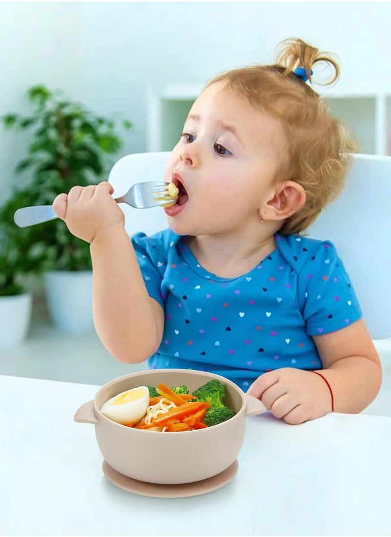 Generic - Silicone Baby Bowls with Suction, 3 Pack Baby Suction Bowls for Baby Toddlers Infants Kids, Baby Food Feeding Bow Set, Food Grade Soft Safe BPA-Free (Brown/Blue/Green) - Image 1