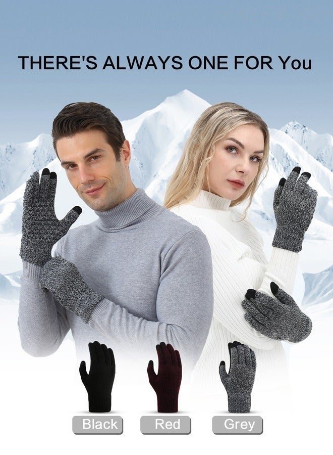 قفازات شتوية من الصوف، تعمل باللمس ومبطنة بحياكة ناعمة حرارية، مقاومة للرياح ودافئة للرجال والنساء - Image 5