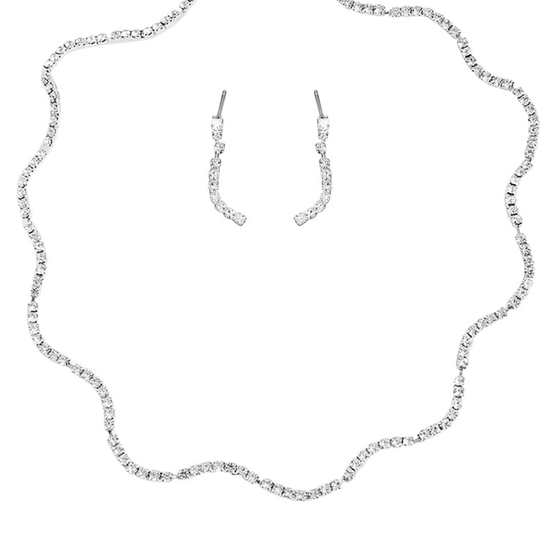 Peora Silver Plated Cubic Zirconia Studded Necklace Earring Stylish Fashion Jewellery Set for Women & Girls - Image 4