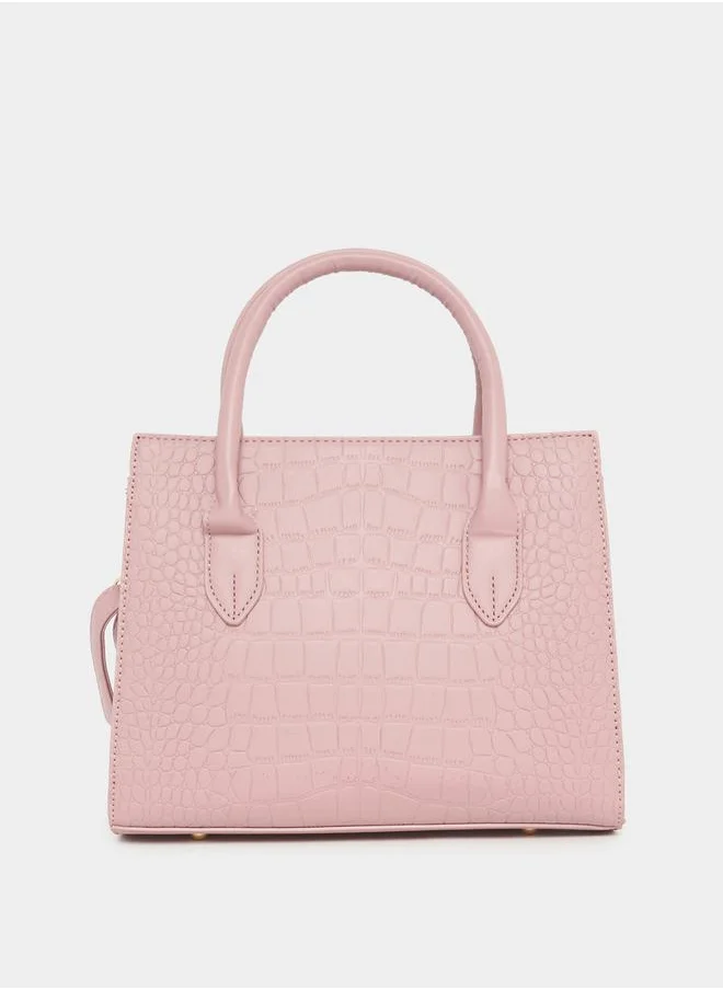 Styli Croc Textured Handbag with Purse