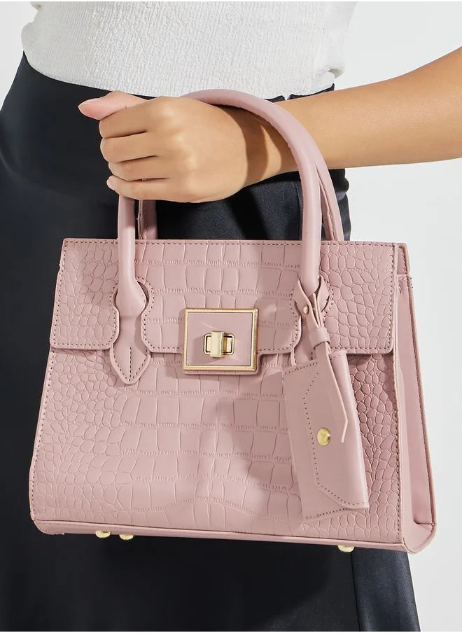 Styli Croc Textured Handbag with Purse