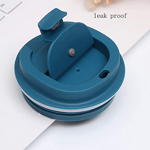 Wosta Travel Mug, Insulated Coffee Cup with Leakproof Lid,Vacuum Insulation Stainless Steel Reusable for Hot Cold Coffee, Non-Slip Protective Cover, (Blue, 510 Ml & Cleaning Brush) - Image 2