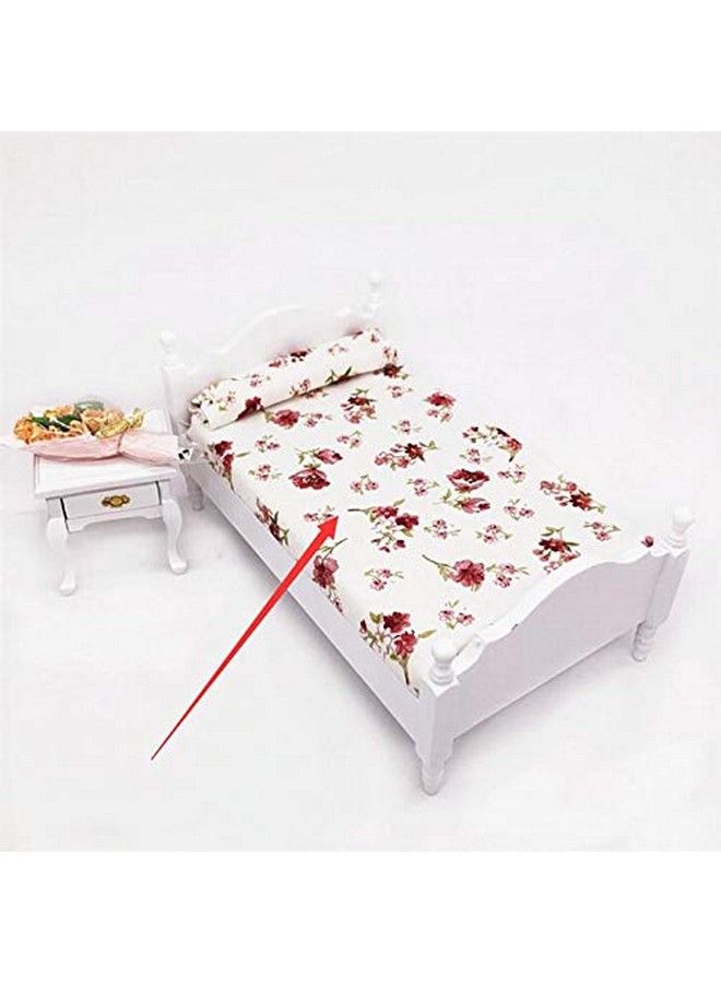 EatingBiting 1:12 Decorate Mini House Miniature Furniture Vintage Wooden Bed Red Floral Single 1/12 Retro Bed With Decor Accessory Delicate Doll House Furniture Miniature Role Playing Window Display - Image 5