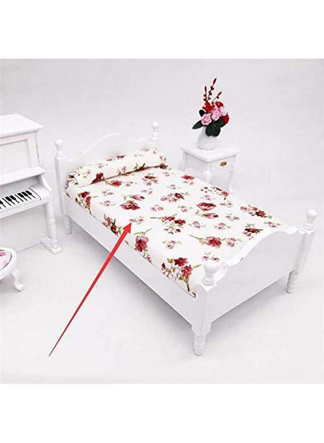 EatingBiting 1:12 Decorate Mini House Miniature Furniture Vintage Wooden Bed Red Floral Single 1/12 Retro Bed With Decor Accessory Delicate Doll House Furniture Miniature Role Playing Window Display - Image 4