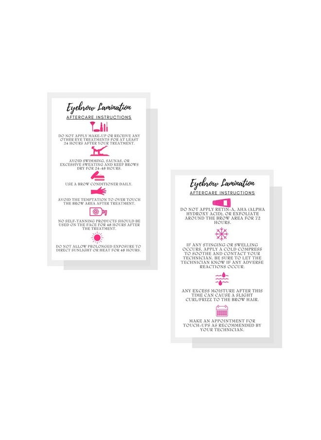 Boutique Marketing LLC Eyebrow Lamination Aftercare Instruction Cards ; Physical Printed 2 X 3.5” Inches Business Card Size ; Starter Lift Kit With Tint At Home Diy Aftercare Supplies ; White With Icons Design  - Image 4