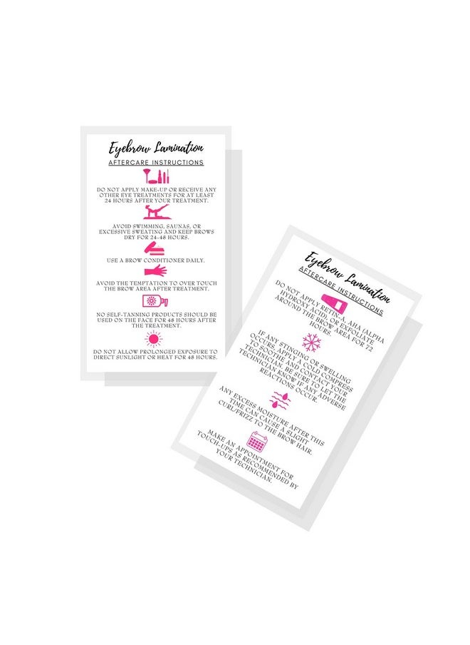 Boutique Marketing LLC Eyebrow Lamination Aftercare Instruction Cards ; Physical Printed 2 X 3.5” Inches Business Card Size ; Starter Lift Kit With Tint At Home Diy Aftercare Supplies ; White With Icons Design  - Image 2