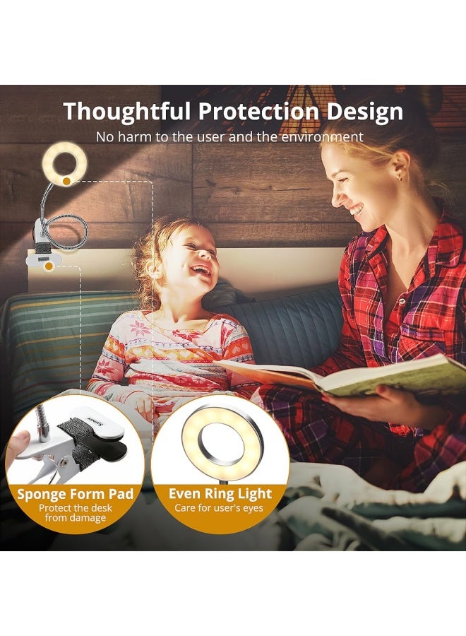 Skymore Clip on Light 3 Color Modes10 Brightness LED Reading Desk Light with Clamp Flexible Gooseneck Book Light for Kids Bedtime Reading Zoom Meetings Clip on Table Headboard DormOffice Use - Image 3