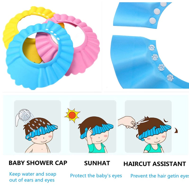 Duyymtsia 3PCS Baby Shower Cap for Kids, Adjustable Toddler Shampoo Hat Bathing Shower Visor Cap Protect Infants Toddler Eyes and Ears (Yellow, Red, Blue) - Image 4