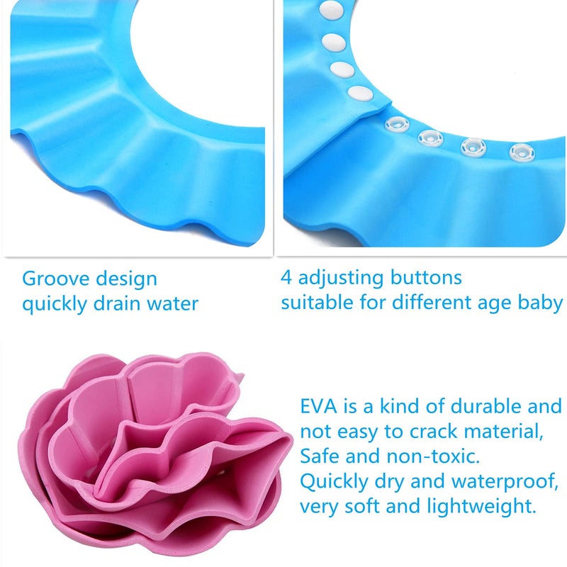 Duyymtsia 3PCS Baby Shower Cap for Kids, Adjustable Toddler Shampoo Hat Bathing Shower Visor Cap Protect Infants Toddler Eyes and Ears (Yellow, Red, Blue) - Image 3