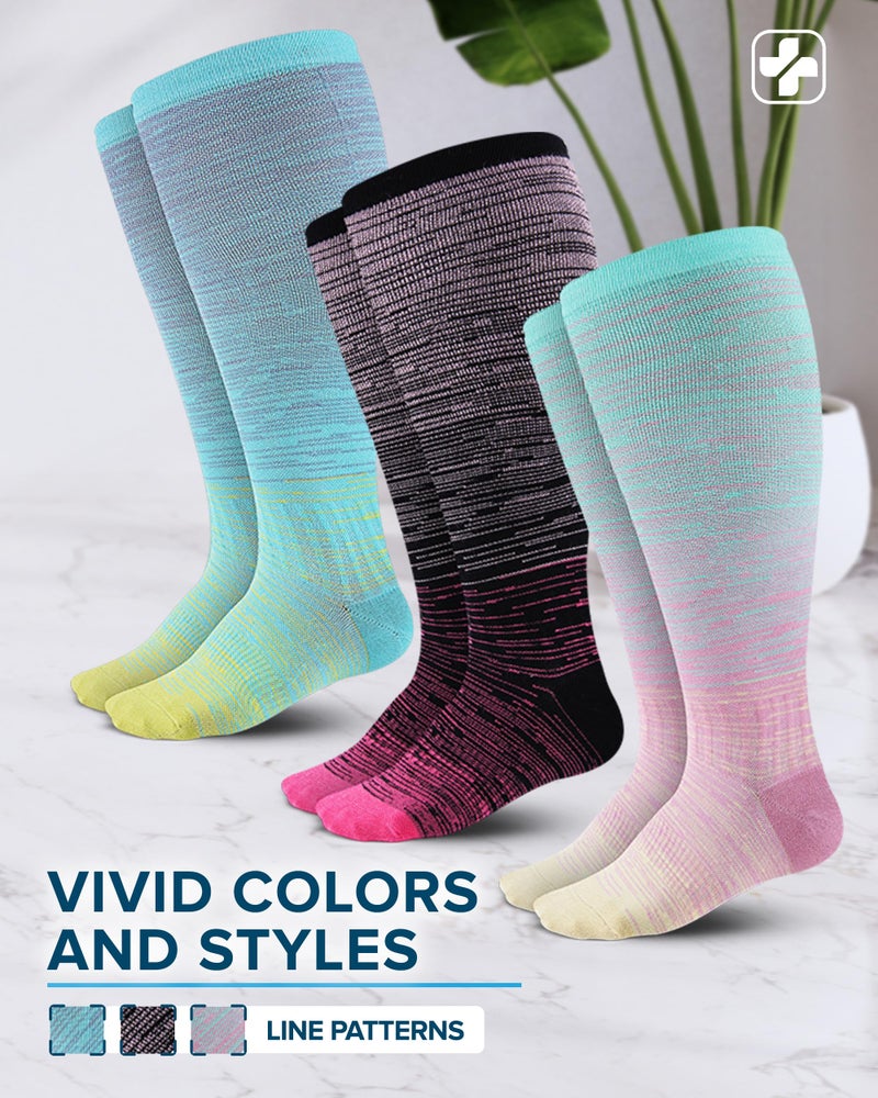 Doctor's Select 3 Pairs Plus Size Compression Socks Wide Calf | Bamboo Viscose Knee High Socks for Circulation Support | Wide Compression Socks - Image 4