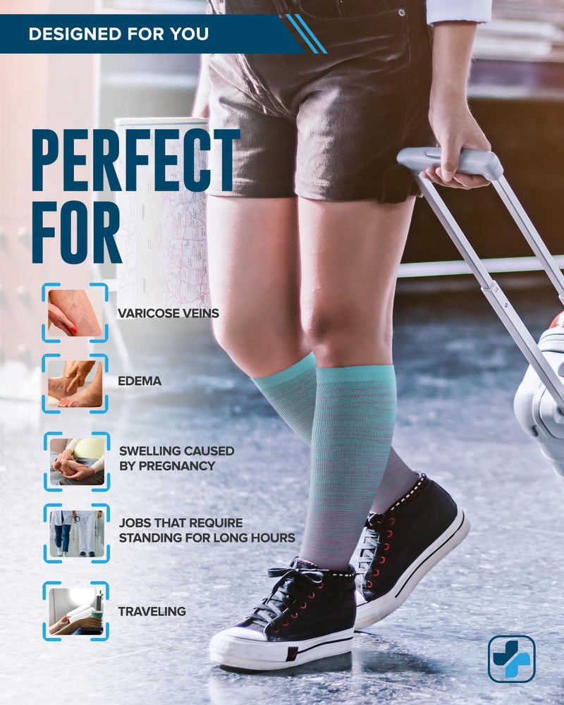 Doctor's Select 3 Pairs Plus Size Compression Socks Wide Calf | Bamboo Viscose Knee High Socks for Circulation Support | Wide Compression Socks - Image 3