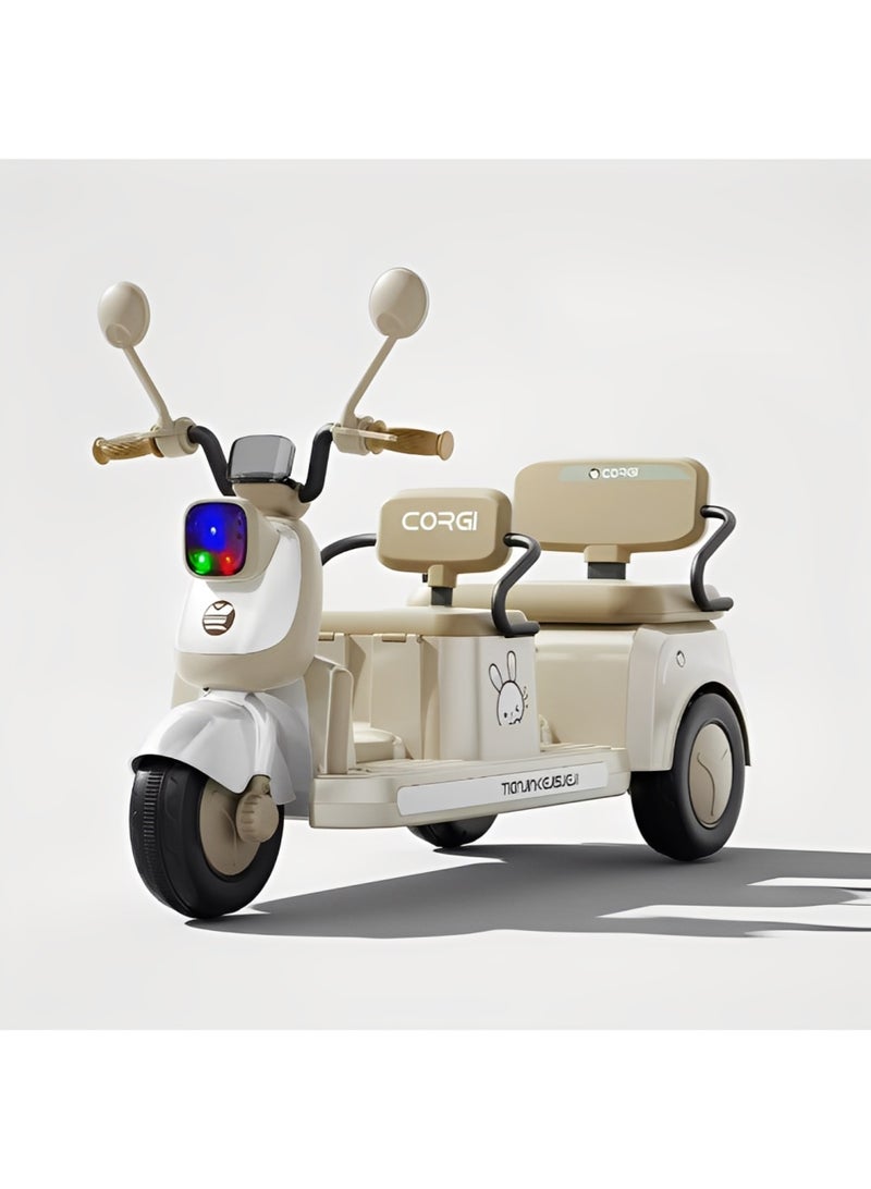 Adorable 12V Electric Kids’ Tuk Tuk Two Seater Ride On LED Lights Music Player  Realistic Tuk Tuk Design, For Boys & Girls 3 to 7 Years - Image 1