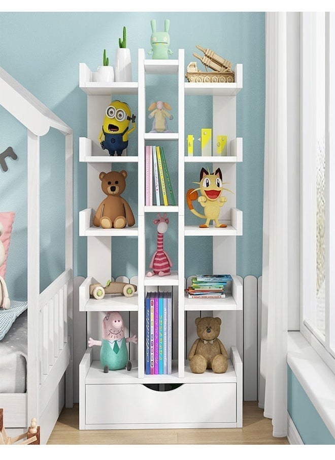 fashionhome - Creative Bookshelf with Drawer Bookcase Simple Living Room Storage Rack 51 x 19 x 141 cm - Image 1