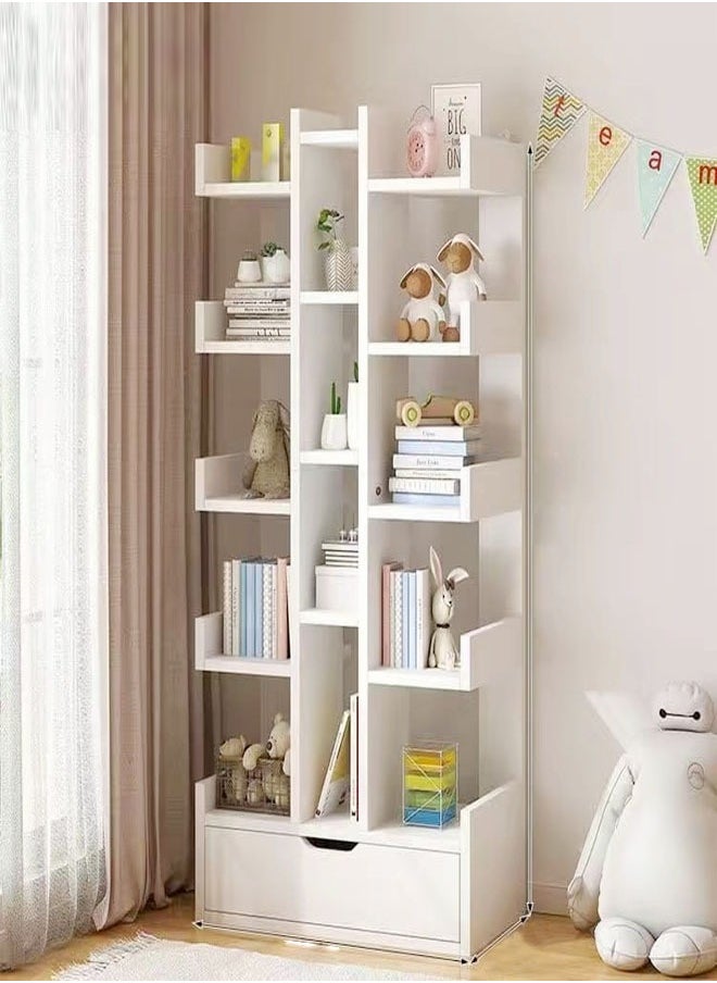 fashionhome - Creative Bookshelf with Drawer Bookcase Simple Living Room Storage Rack 51 x 19 x 141 cm - Image 1