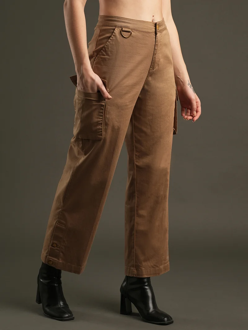 globus Women Relaxed Mid-Rise Cargos Trousers