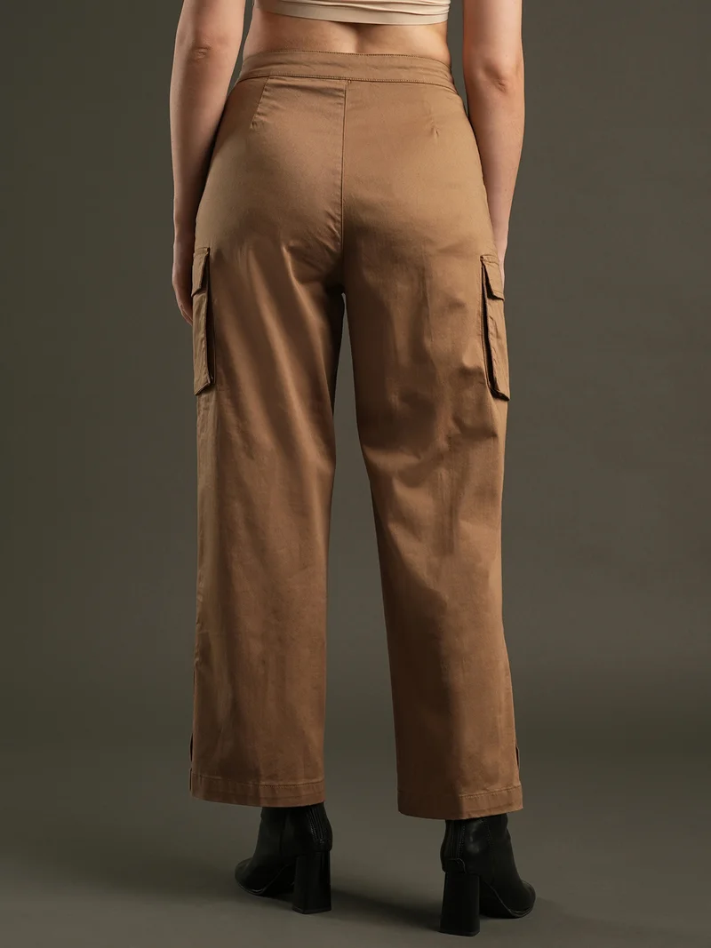 globus Women Relaxed Mid-Rise Cargos Trousers