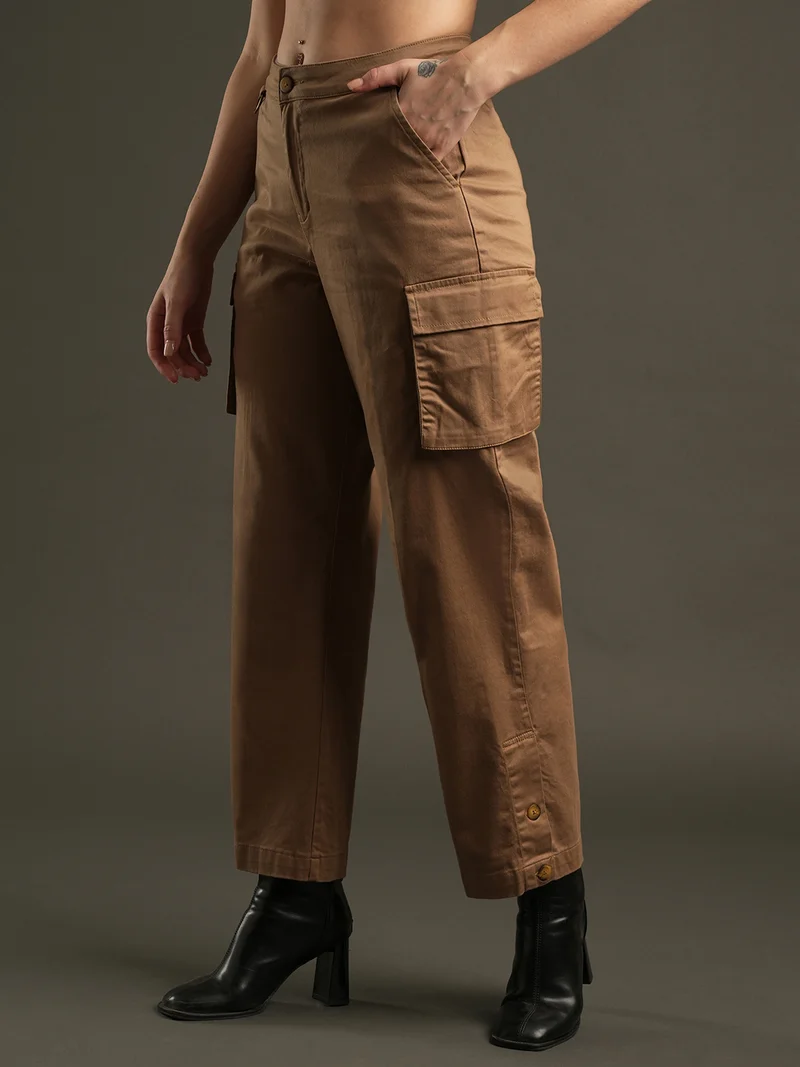 globus Globus Women Relaxed Mid-Rise Cargos Trousers