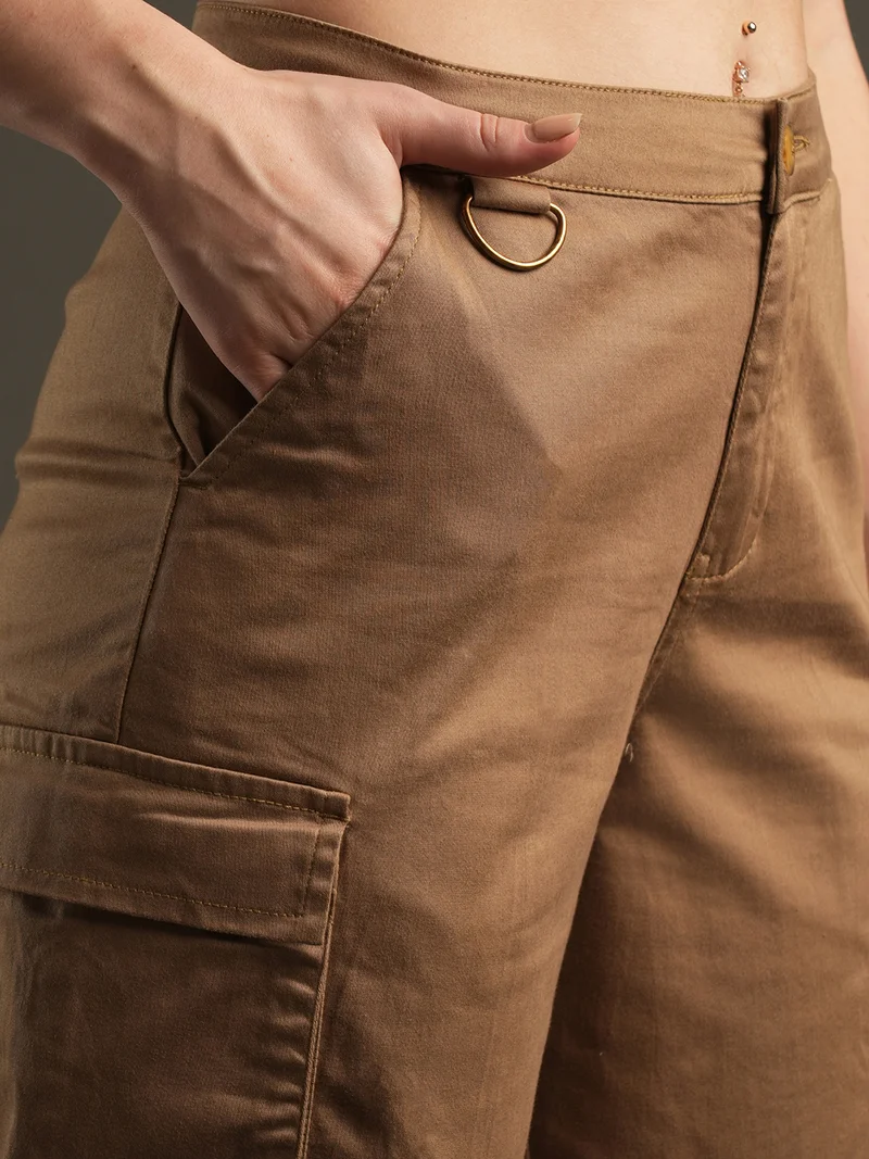 globus Women Relaxed Mid-Rise Cargos Trousers