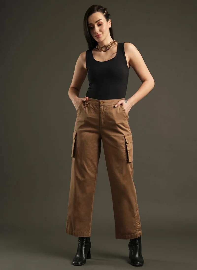 جلو باص بنطلون كارجو نسائي مريح بخصر متوسط من جلوبس