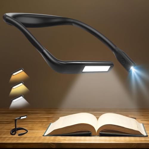 Neck Reading Light Book Lovers Gifts Rechargeable 2000mAh 1080Hrs Eyefriendly Wide Lamp Book Light Birthday Christmas Stocking Stuffers for Men Women Readers Camping Knitting Crochet Accessories