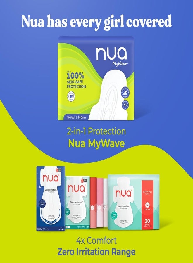 Nua MyWave XL Sanitary Pads for Women | 30 Pads | | Heavy Flow Period Pads | Super Soft, Rash-Free, Leak-Proof | Super Absorbent | Individually Wrapped | 280 mm - Image 3