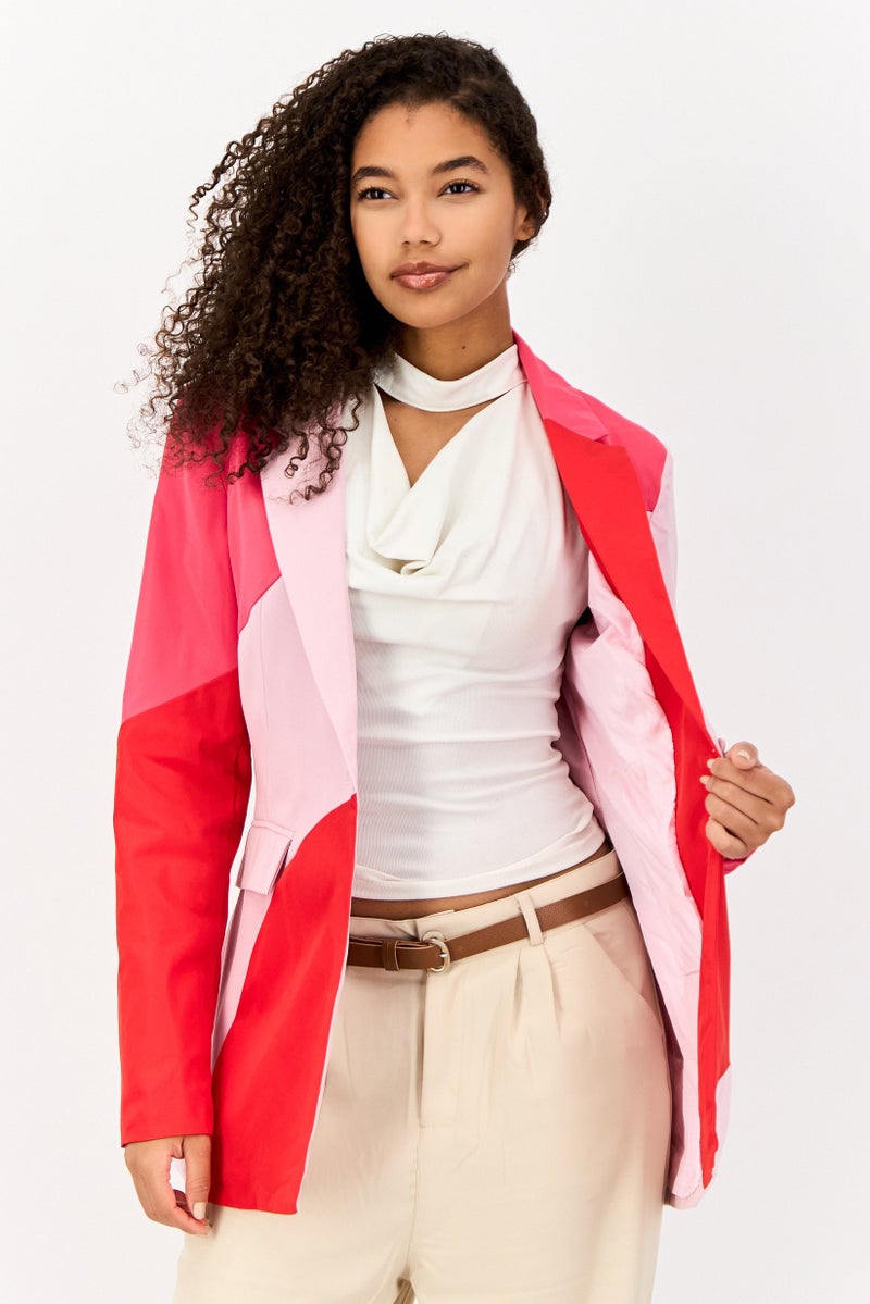 MISSY EMPIRE Women Regular Fit Color Block Semi Formal Blazer, Multicolor  - Image 1